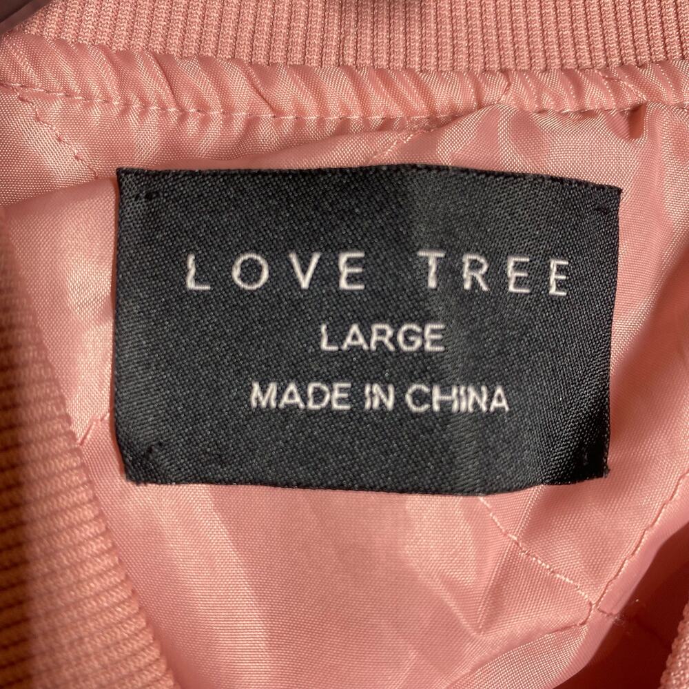 Love Tree Shiny Zip Up Bomber Jacket Pink Sheen Womens Size Large - Picture 7 of 15